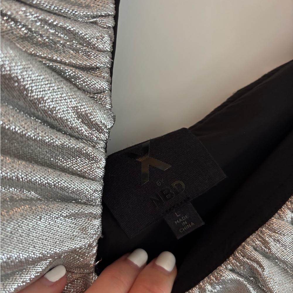 Silver Ruffled Women's Top - Picture 3 of 3